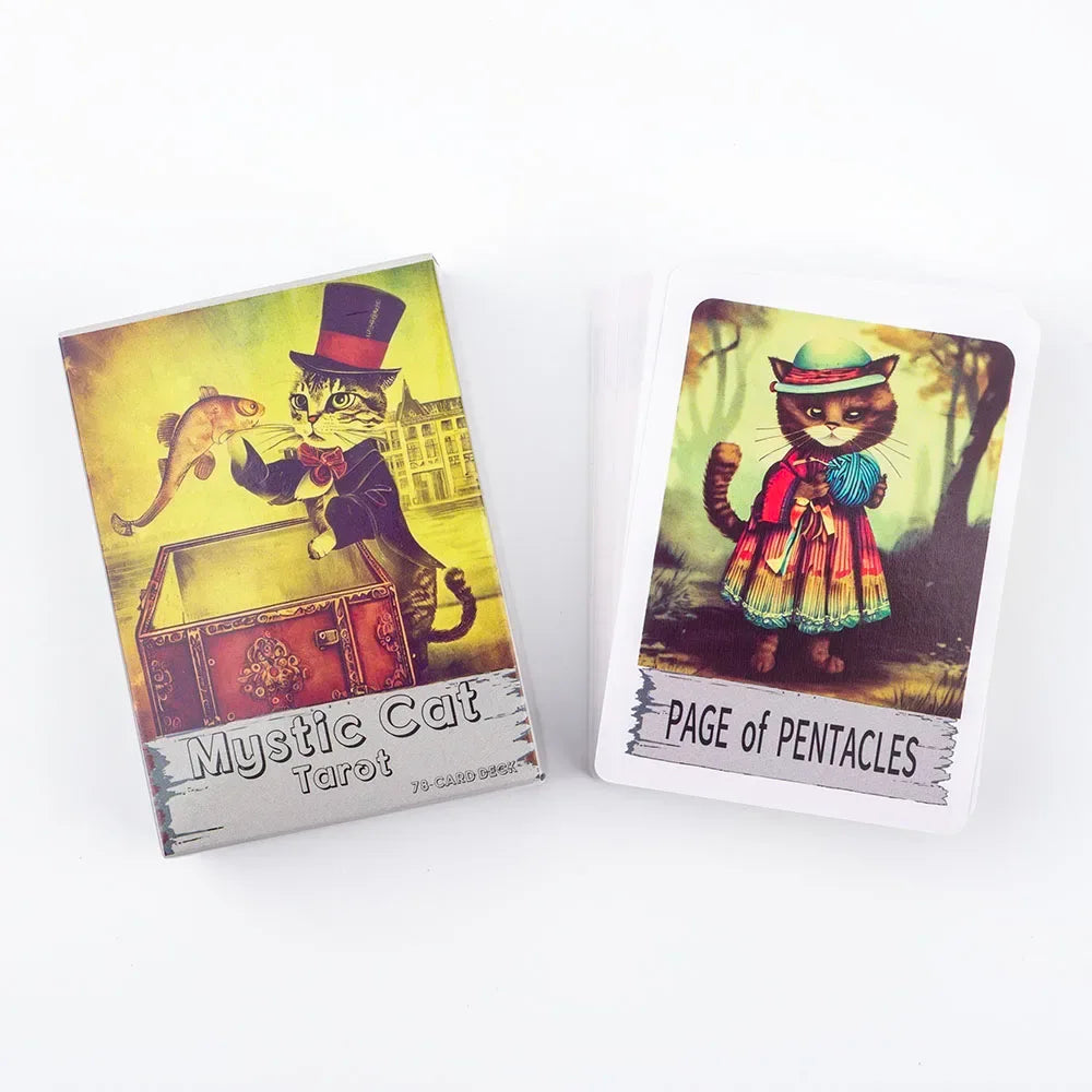 Mystic Cat Tarot 78-Card Deck | English Visions Divination Edition for Party Gatherings and Family Nights