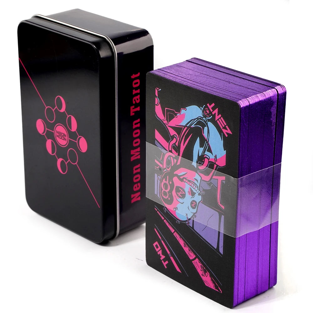 🃏 Adventure Time Tarot Cards – 78 Pcs Deck in Tin Metal Box with Gold-Plated Edges for Divination & Gifts plum