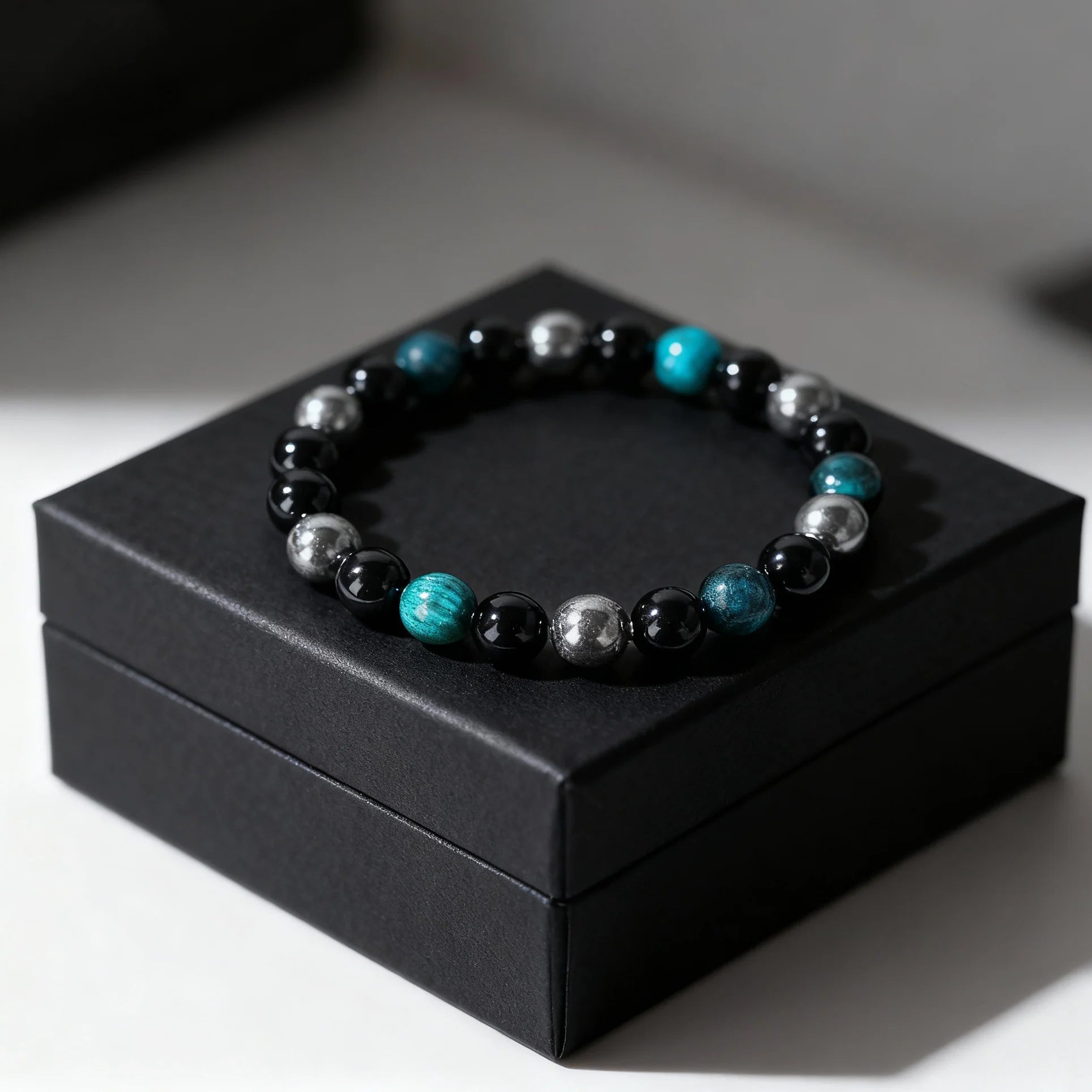 ✨ Classy Autumn & Winter Jewelry – Blue & Yellow Hematite Tiger’s Eye Bracelet – Unique Natural Stone Accessory for Family Banquets