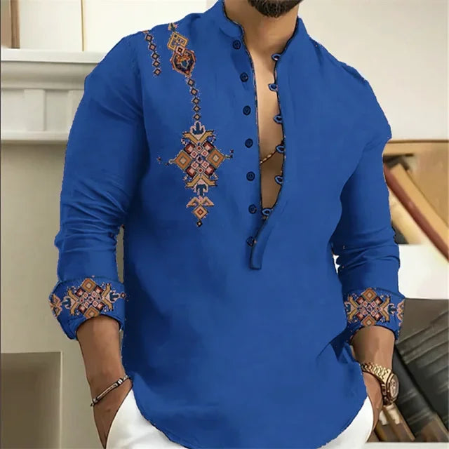 🎨 The Tribal Geometry Edition: Premium Men’s 3D Printed Retro Long-Sleeve Shirt – High-Definition Ethnic Geometric Art, 15 Signature Colorways, Breathable Outdoor Performance Fabric, and Modern Oversized Fit in Sizes XS-6XL YM0033
