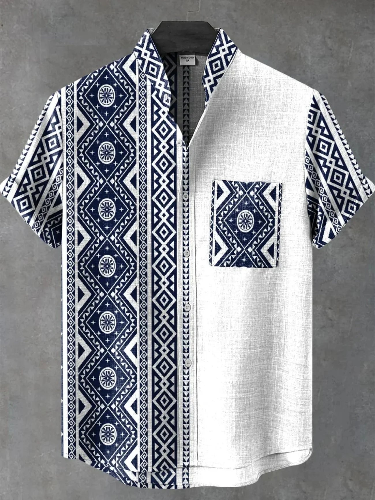 🌿 The Ethno-Luxe Heritage Linen Shirt: Premium Men's Casual Short-Sleeve Top – High-Definition Ethnic Artistic Print, Breathable Organic Cotton-Linen Fabric, and Sophisticated Button-Down Tailoring YHBKYF4