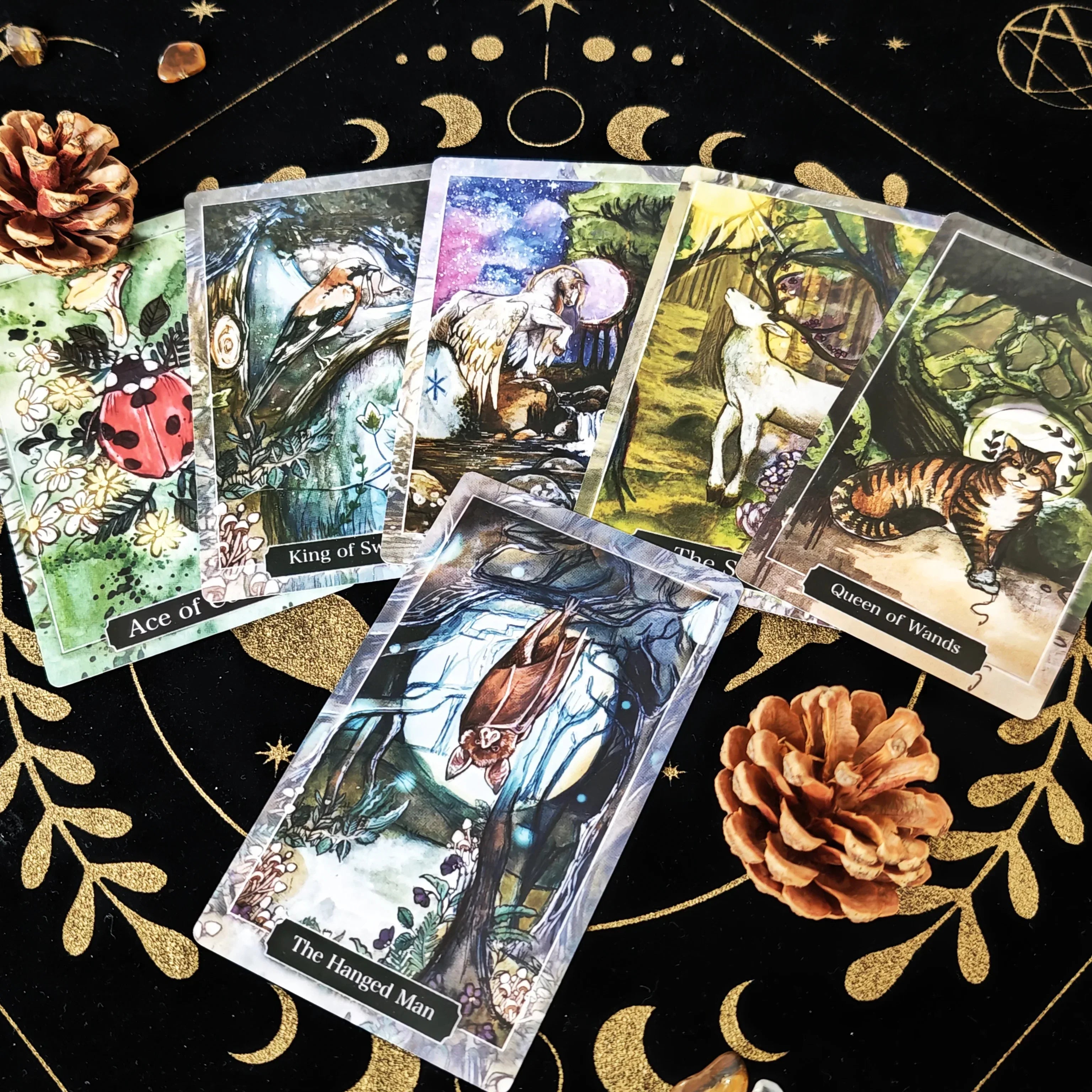 🌿 Spirits of The Woodland Tarot Deck – 78 Full-Color Illustrations + 6 Special Cards | Fully Illustrated Tarot for Beginners & Advanced Readers | Guidebook Included | Standard 12x7 cm Size