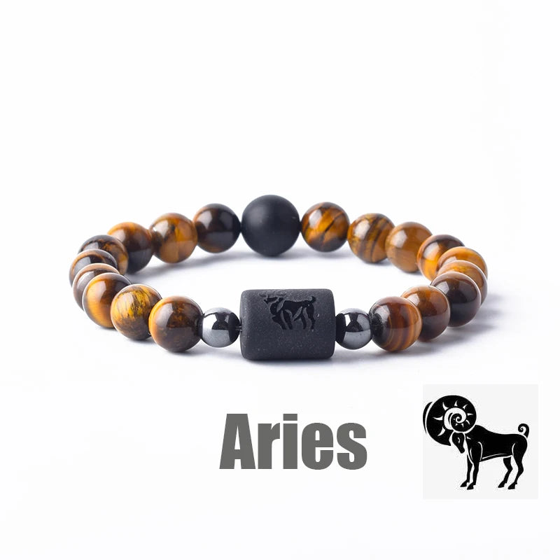 ✨ Zodiac Sign Bracelet Homme 12 Constellation Bangles – Adjustable Unisex Astrology Jewelry | Gemini, Virgo, Leo, Libra & More | Perfect Friendship Gift 24 8mm Beads