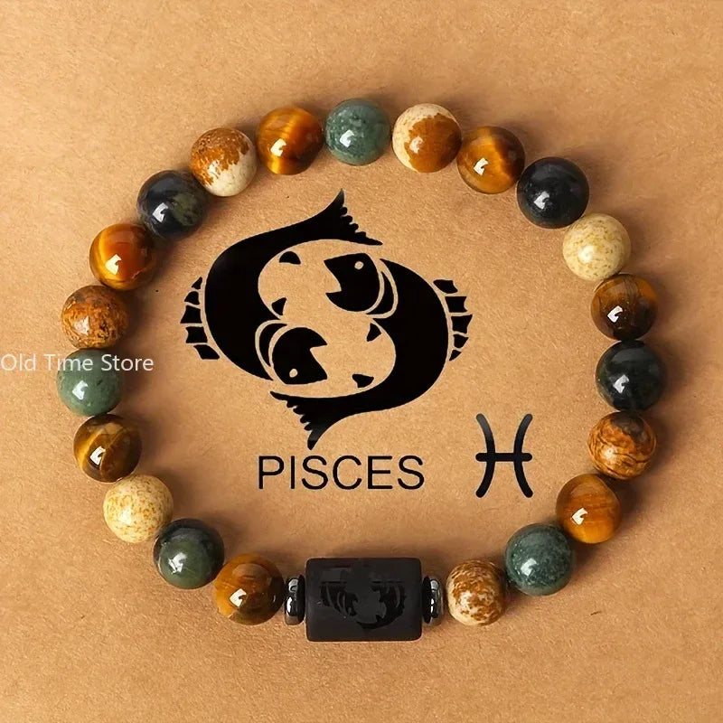 🐅 The "Cosmic Warrior" Zodiac Bracelet: Golden Tiger Eye Constellation Talisman (Men & Women)