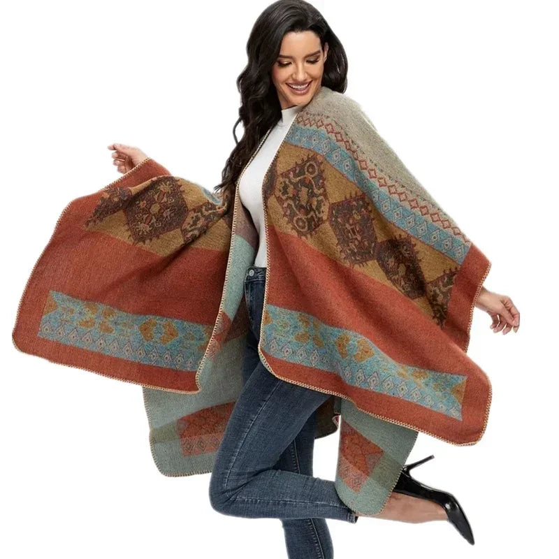 Women's Winter Poncho Wrap - Imitation Cashmere Shawl Cape & Scarf (130 x 150 cm) for Ultimate Warmth and Style