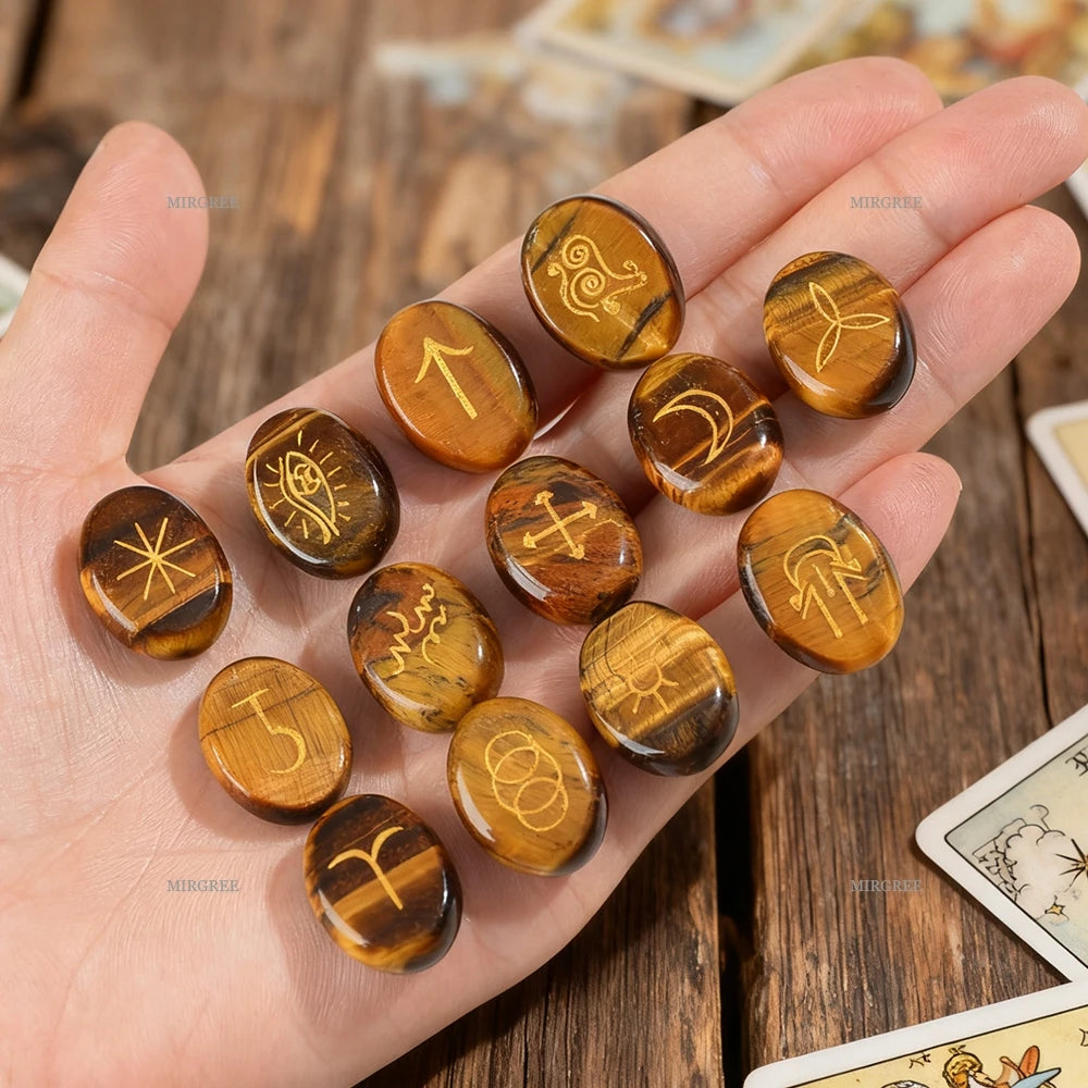 💜 Purple Crystal Spirit Pendant & Rune Stone Set – 1/13/14pcs Spiritual Jewelry for Witchcraft Divination & Blessing Ceremony 13pcs