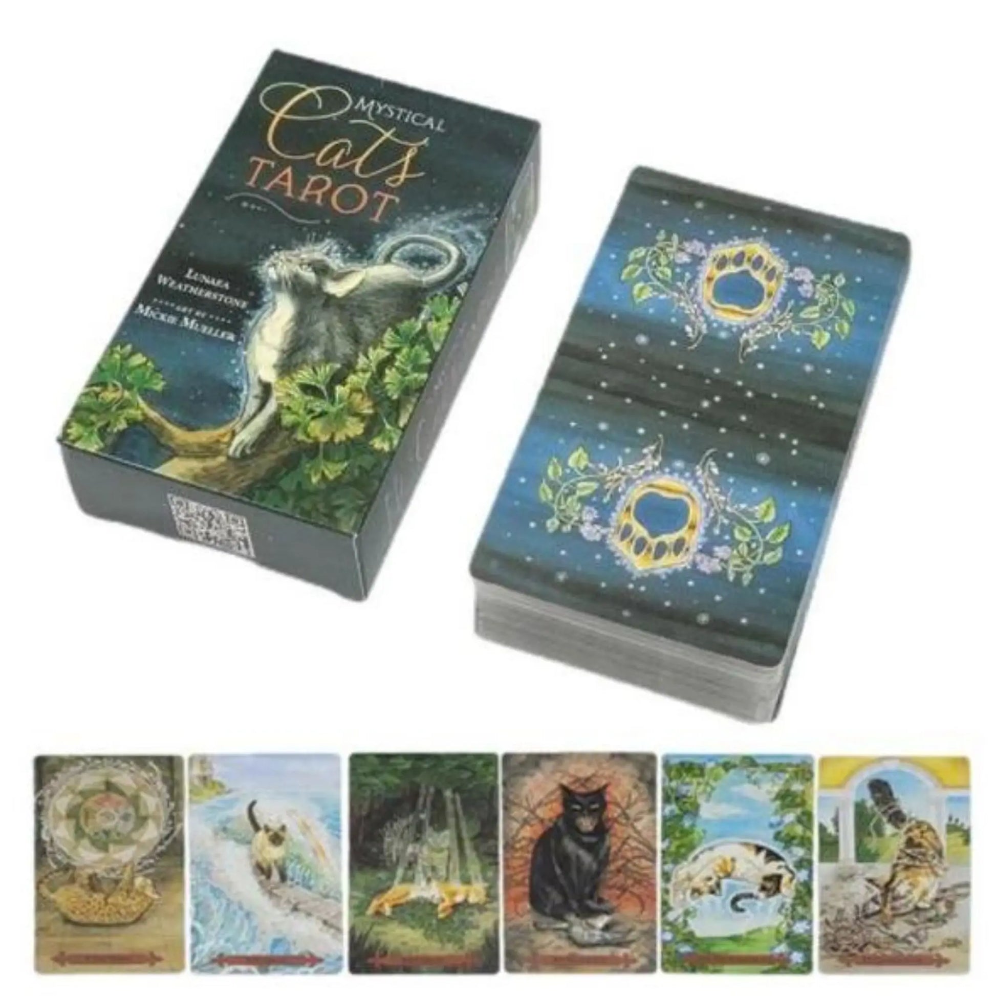 Mystical Cat Tarot – 78-Card English Deck | Cat-Themed Oracle Cards for Parent-Child Interaction and Party Games (12 x 7 cm)