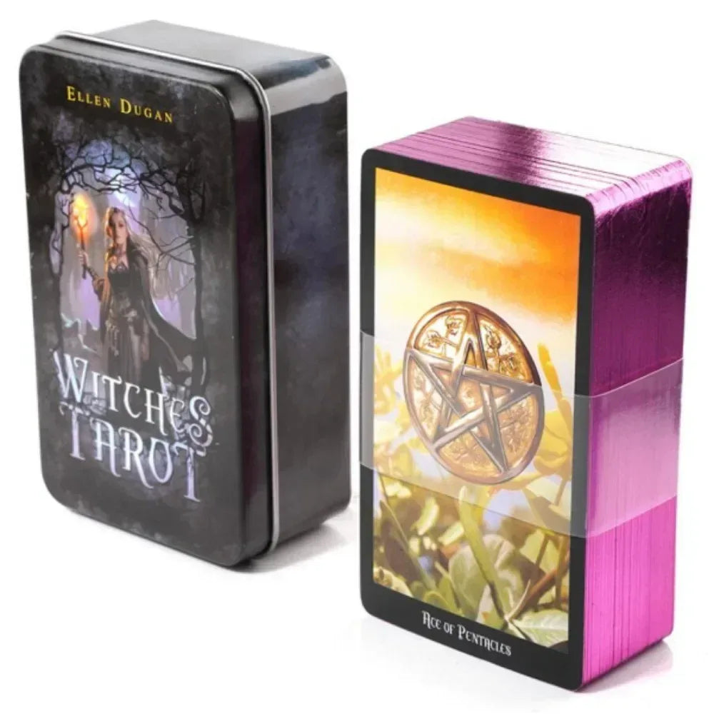 Wondering Spirit Tarot Deck – 78 Gold-Edged Cards in Durable Tin Box Clear