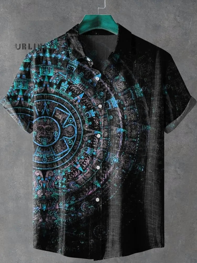 🌍 The Ancestral Totem Heritage Edition: Premium Men’s Retro African Tribal Shirt – High-Definition Digital Print, Breathable Organic Cotton-Linen Blend, and Sophisticated Street-Trend Button-Down SFQQQD1133