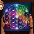 🌸Mandala Flower of Life Tarot Tablecloth | Altar Cloth for Pagan Witchcraft & Divination | Oracle Card Pad | Galaxy Tarot Reading Cloth TLB-(355)