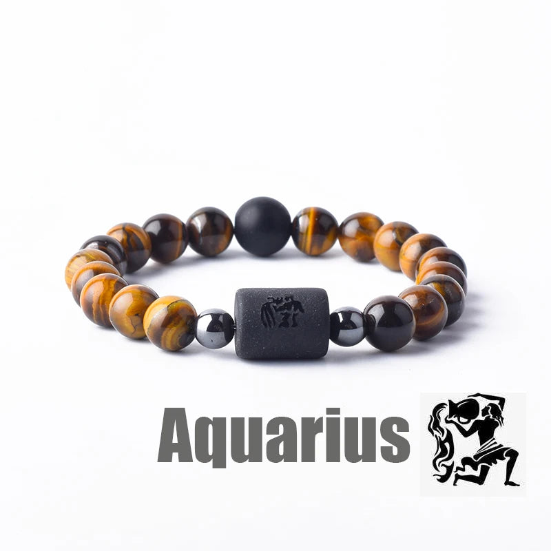 ✨ Zodiac Sign Bracelet Homme 12 Constellation Bangles – Adjustable Unisex Astrology Jewelry | Gemini, Virgo, Leo, Libra & More | Perfect Friendship Gift 21 8mm Beads