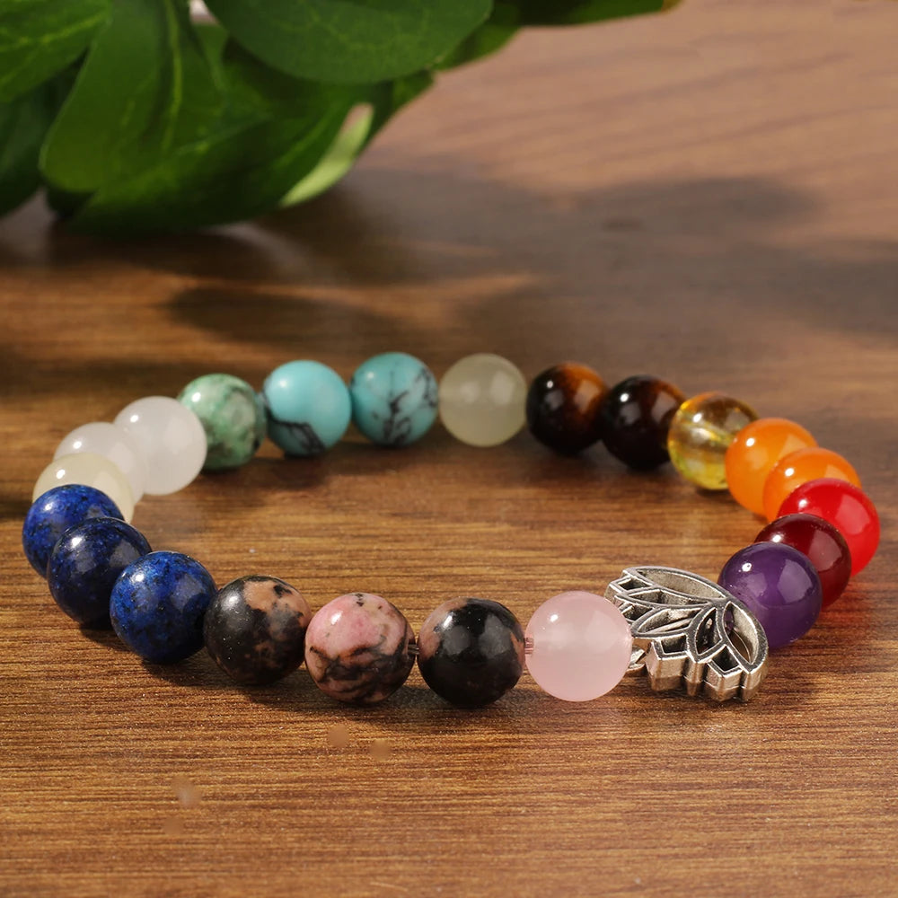 ✨ 7 Chakra Yoga Bracelet for Women – Colorful Summer Beads Bangles Featuring Tiger’s Eye, Lapis Lazuli & Natural Stones – Pulseras Para Mujer