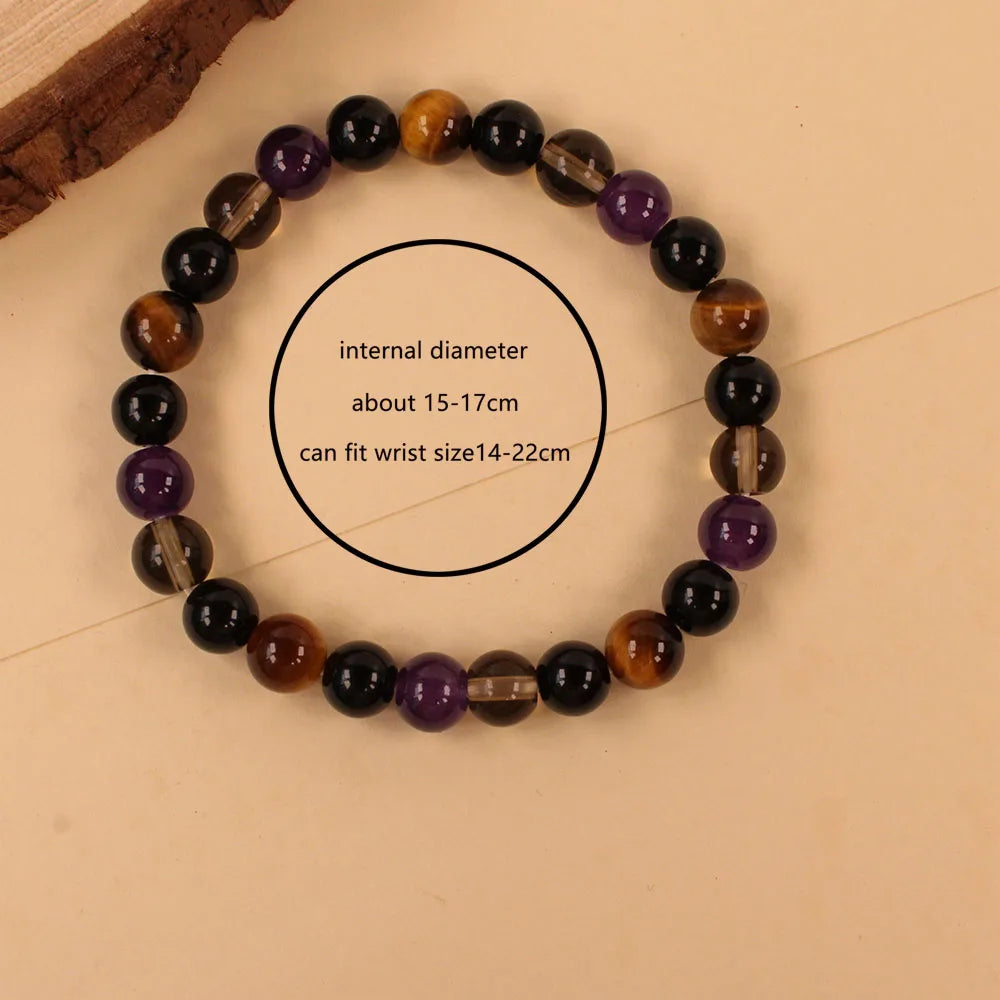 🐅 Vintage Natural Stone Tiger’s Eye Beaded Bracelet – Unisex Glass Beaded Jewelry | Birthday & Christmas Gift for Friends | Daily Outfit Essential