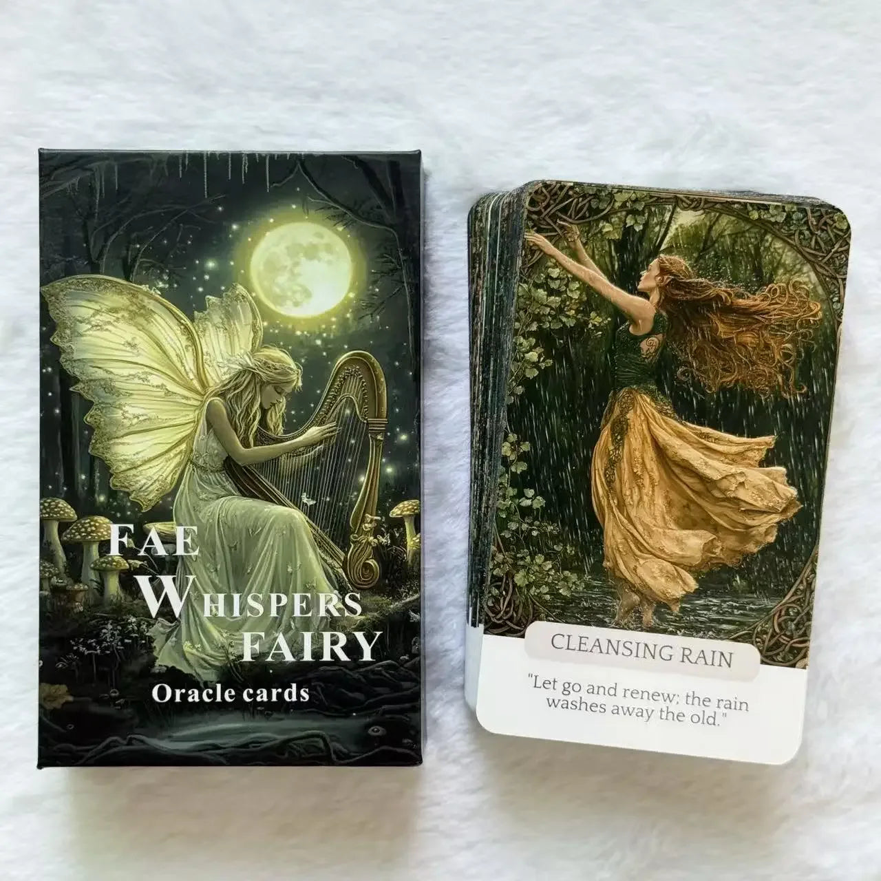 Fae Whispers Fairy Oracle Cards – 54-Card Deck with Fairycore Aesthetic for Spiritual Inspiration & Meditation, 12x7cm