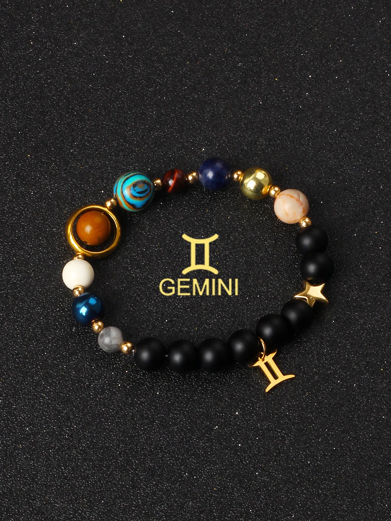 ✨ Eight Planets & 12 Constellation Bracelets – Natural Stone Universe Galaxy Solar System Jewelry – Featuring Libra, Virgo & Leo Designs 9Gemini