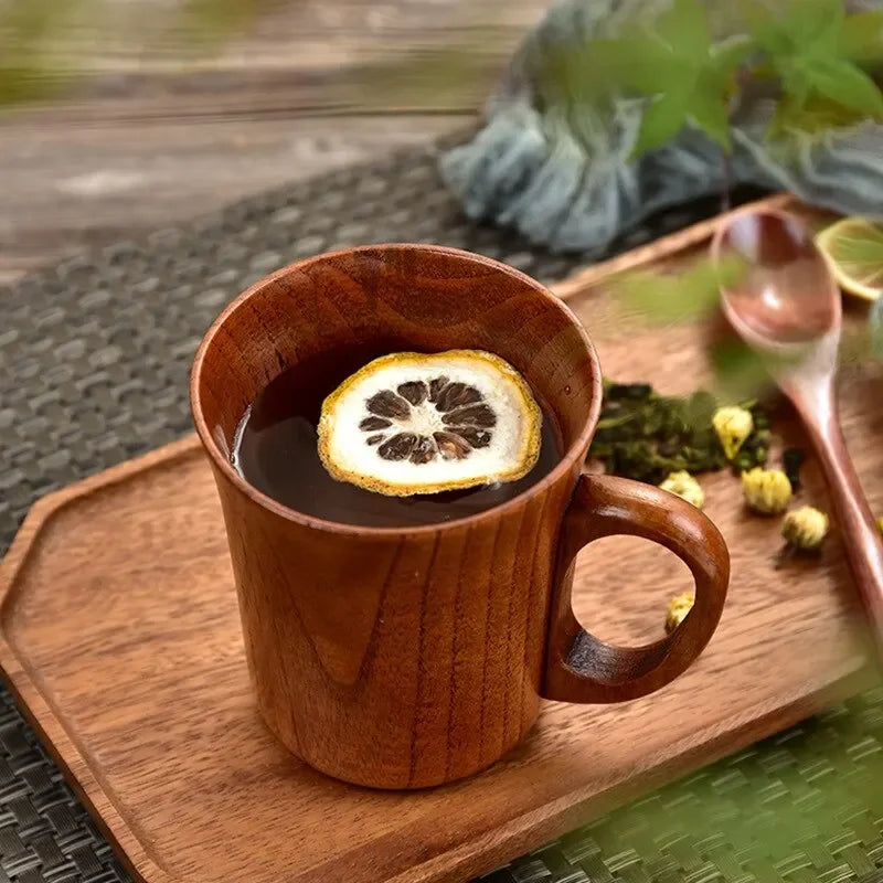🍵 Japanese Jujube Wood Tea Cup – Elegant High-Heat Resistant Creative Wooden Cup for Tea, Coffee & Beer | Free Shipping
