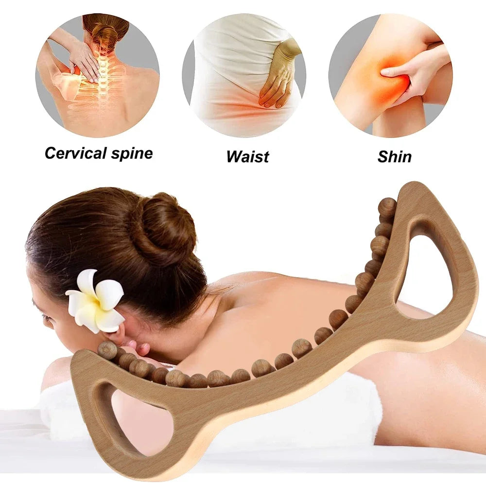 Wooden Trigger Point Massage Brush – Wood Therapy Tool for Cellulite Reduction, Lymphatic Drainage & Body Sculpting﻿