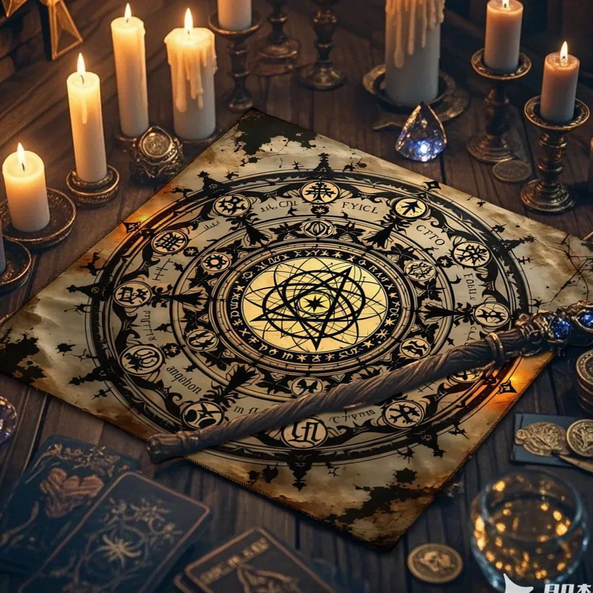 🃏 Creative Astrology Tarot Tablecloth – Altar Ritual Cloth & Party Decoration, A Perfect Gift for Tarot and Zodiac Enthusiasts