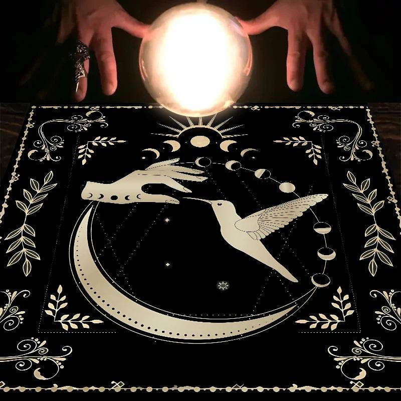 Moon Phase Tarot Card Tablecloth - Gold for Spiritual Readings and Rituals