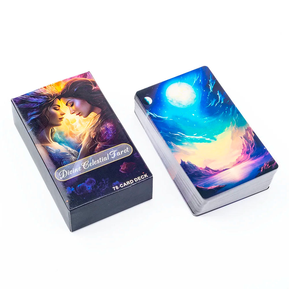 Divine Celestial Tarot Cards Deck - 78 Cards for Fortune Telling, Divination, and Classmate Gatherings (10.4x6.1CM)