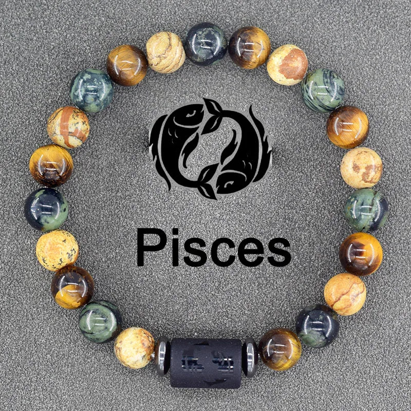 ✨ Zodiac Sign Bracelet Homme 12 Constellation Bangles – Adjustable Unisex Astrology Jewelry | Gemini, Virgo, Leo, Libra & More | Perfect Friendship Gift 8 8mm Beads