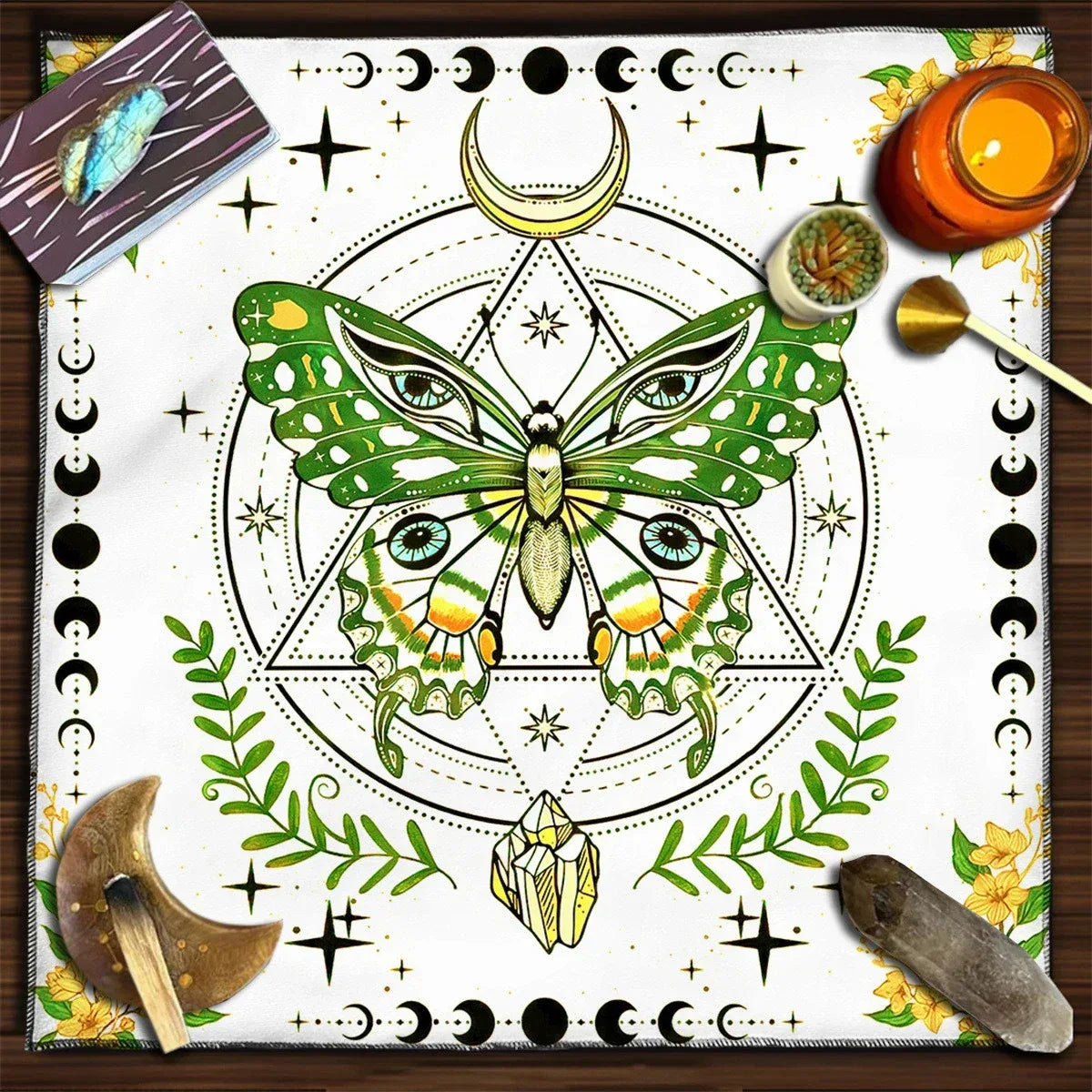 🃏 Mandala Tree of Life Tarot Tablecloth – Sea Velvet Square Butterfly Altar Cloth for Tarot Readings, Terrace Dining & Multi-Purpose Mystic Decor 020