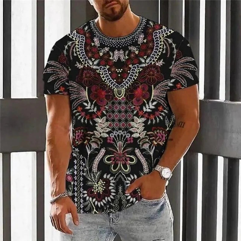 ✨ The Luxury Retro Ethnic Edition: Premium Men’s 3D Printed T-Shirt – High-Definition Colorful Tribal Graphic Print, Breathable Quick-Dry Performance Fabric, and Sophisticated Oversized Luxury Streetwear Tee Tshirt-YSY46991