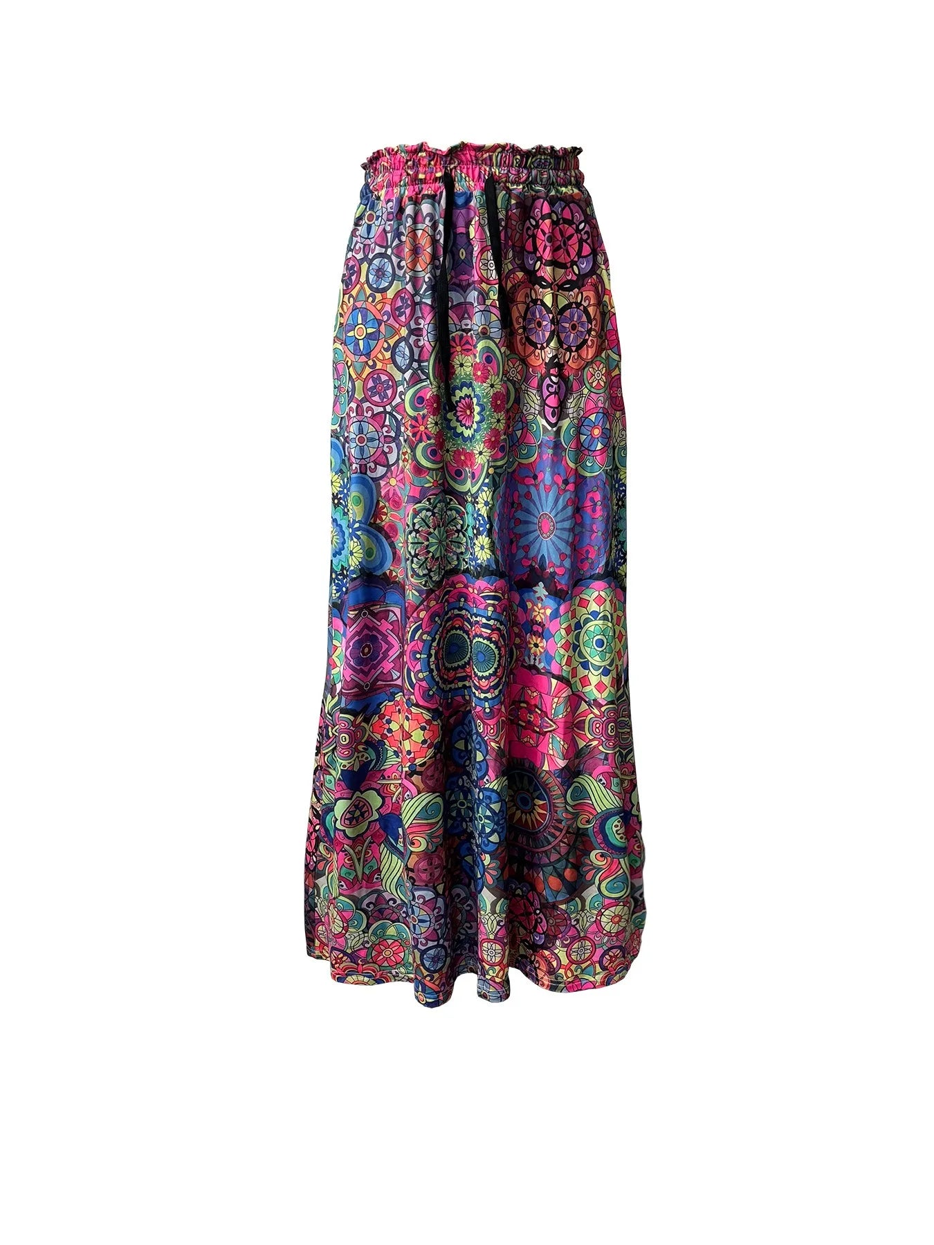 Bohemian High Waist Skirt - 3D Digital Print for Spring/Summer Fashion