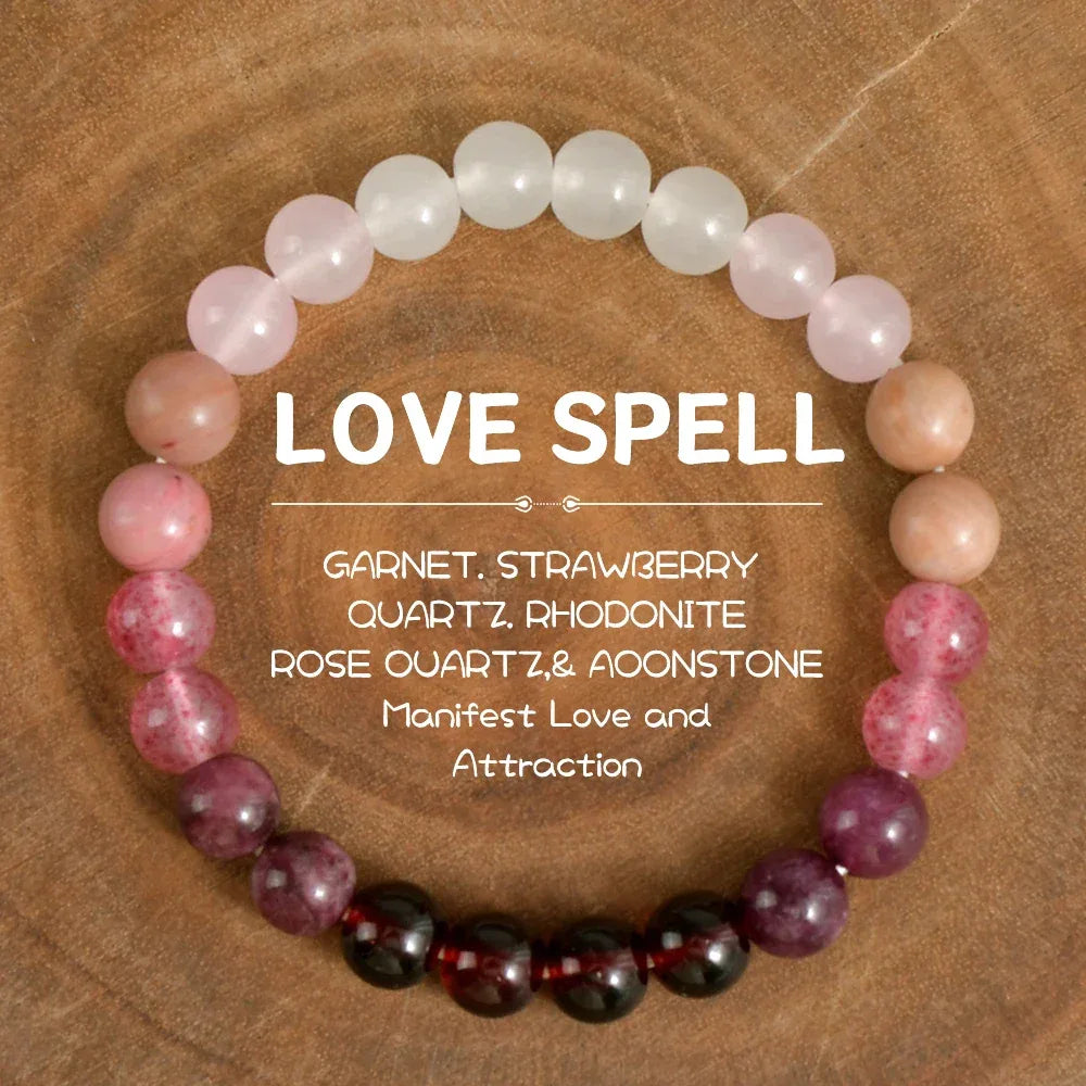 ✨ Pink Amethyst Cubic Self-Love Bracelet – Beautiful Handmade Natural Stone Beaded Bangles – Perfect Couple Love Gifts