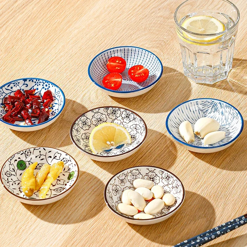 🍣 6pcs Japanese Mini Ceramic Plates – Elegant Barbecue, Sashimi & Sushi Dipping Sauce Dishes | Home, Desktop, Snack & Dessert Set | Free Shipping