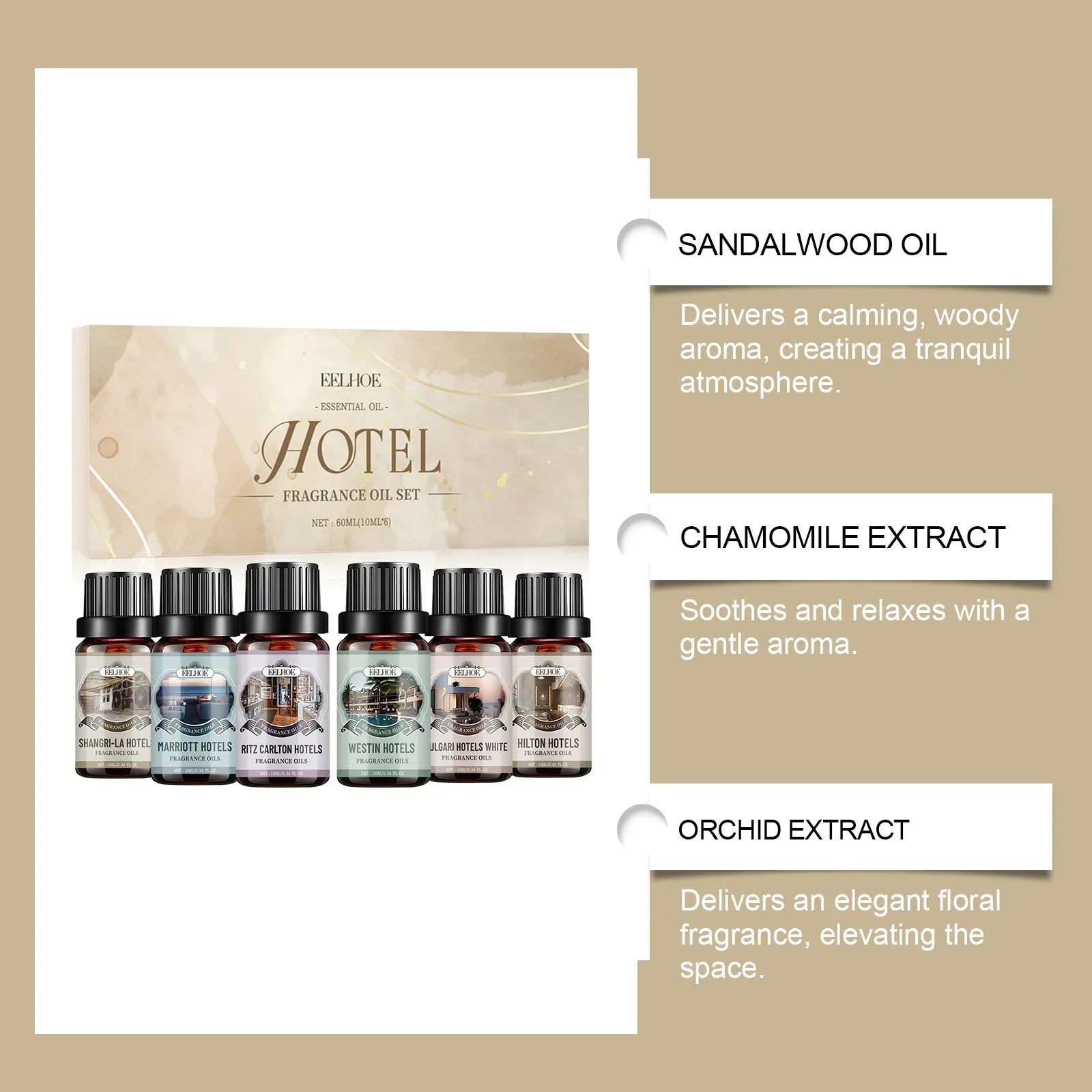 🌿 6 Flavor Essential Oils Set - 10ml Natural Aromatherapy for Diffusers, Humidifiers, and Home Wellness