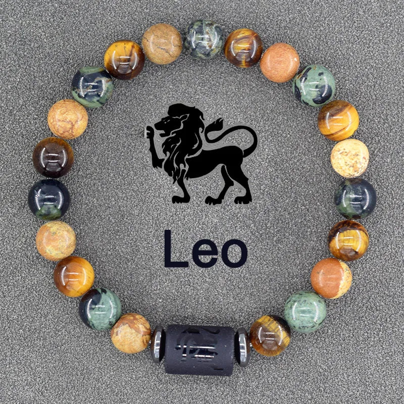 ✨ Zodiac Sign Bracelet Homme 12 Constellation Bangles – Adjustable Unisex Astrology Jewelry | Gemini, Virgo, Leo, Libra & More | Perfect Friendship Gift 4 8mm Beads