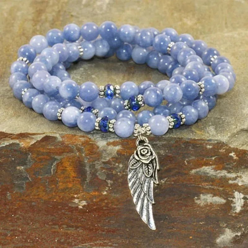 ✨ Turquoise & Onyx Mala Yoga Wrap Bracelet – 108 Prayer Beads Meditation Necklace for Spiritual Focus and Calm A1