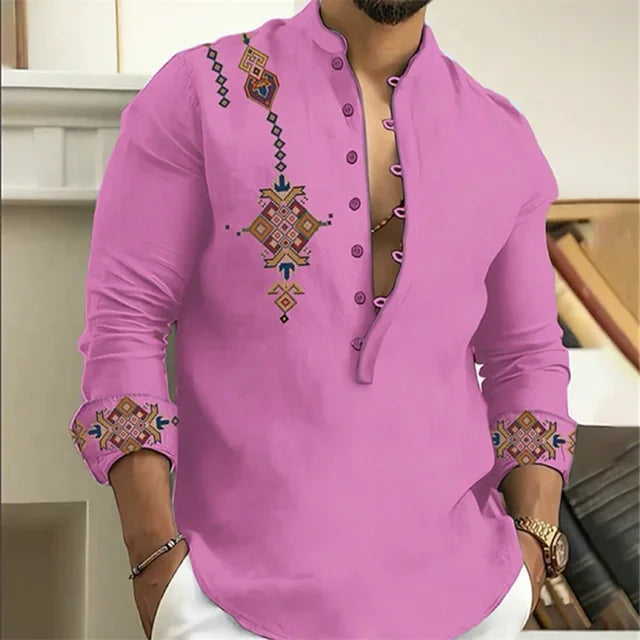 🎨 The Tribal Geometry Edition: Premium Men’s 3D Printed Retro Long-Sleeve Shirt – High-Definition Ethnic Geometric Art, 15 Signature Colorways, Breathable Outdoor Performance Fabric, and Modern Oversized Fit in Sizes XS-6XL YM0032