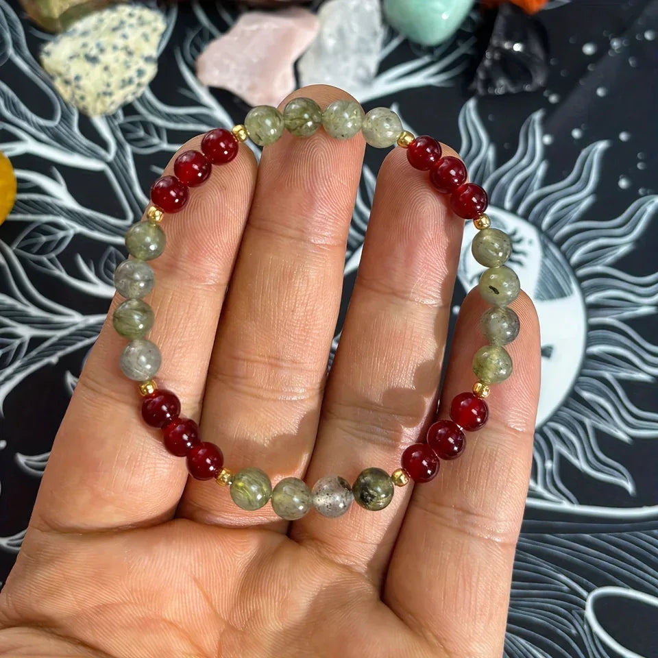 🧠 The "Deep Thinker" Bracelet: Natural Moonstone & Garnet for Focus & Clarity