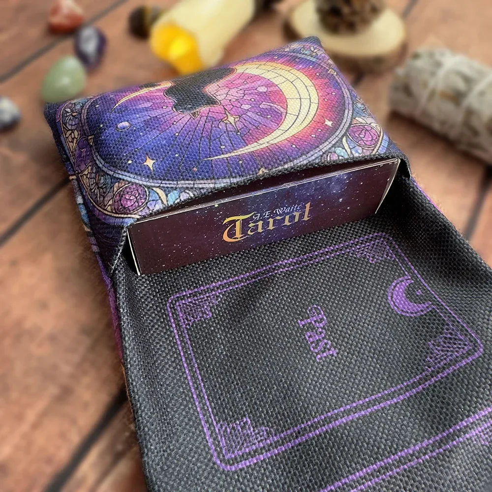 🌙 Moon Starry Sky Witchcraft Cat Tarot Storage Bag – Mystical Tarot & Divination Accessories
