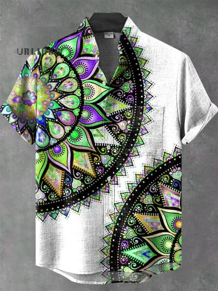 🌍 The Ancestral Modesty Heritage Edition: Premium Men’s Retro African Tribal Totem Shirt – High-Definition Digital Print, Breathable Organic Cotton-Linen Blend, and Sophisticated Modest Street-Trend Silhouette SFQQQD1220