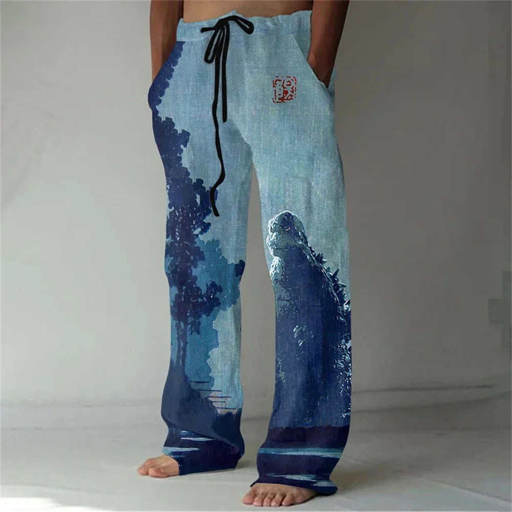 ✨ The Zen Master 3D Bamboo-Infused Linen-Blend Trousers: Premium Men's Casual Loose-Fit Joggers with Hyper-Realistic Nature Prints, Adjustable Drawstring, and Multi-Functional Utility Pockets CKQQQD1424