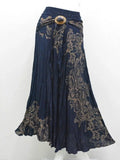 Bohemian Floral Skirts for Women – Sexy Long Floral Jupe with Elastic Waist Dark Blue
