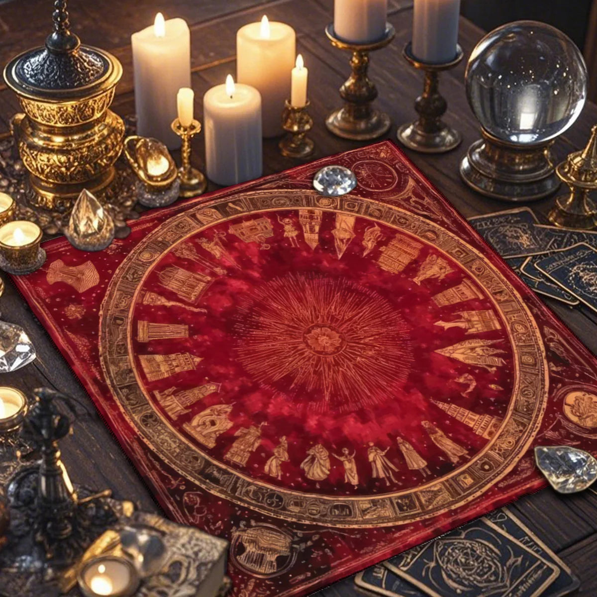 🃏 Star Map Tarot Tablecloth – Polyester Astrology Array Board Altar Cloth for Tarot Enthusiasts, Zodiac Rituals & Celestial Home Decor