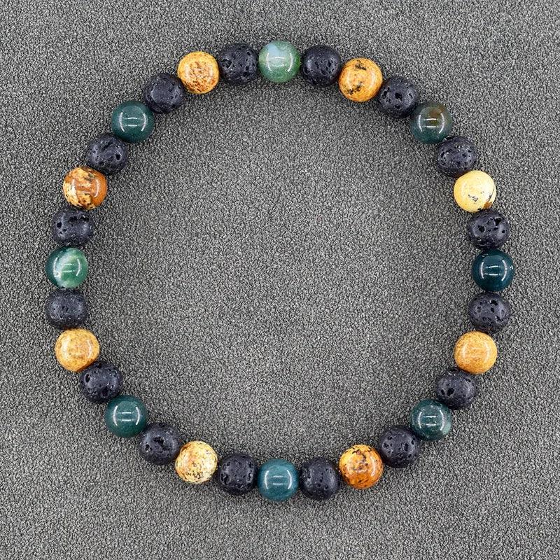 ✨ Natural African Pine Stone Beaded Bracelet – Authentic Picture Stone Bohemian Bangle for Men & Women – Volcanic Elastic Jewelry, Perfect Friendship Gift 23