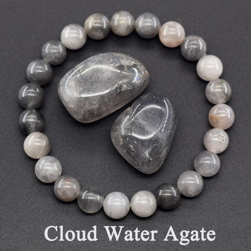 ✨ Natural Red Picasso Jasper Stone Beads Elastic Bracelet – Unisex Healing Crystal Jewelry with Round Red Pine Beads – Elegant Jade Bangle Gift 19 Cloud Water Agate