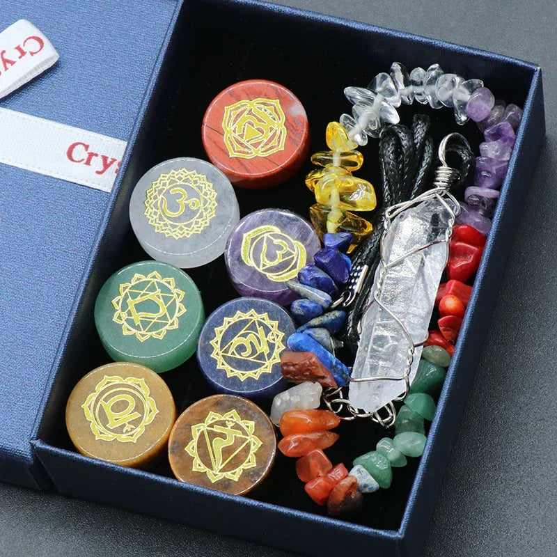 🌈 7 Chakra Healing Stone Bracelet Set: Elegant Natural Quartz & Gemstone Ornament – Balancing Energy Decor & Spiritual Harmony Gift