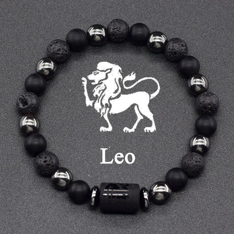 🌌 The "Celestial Identity" 12 Constellation Bracelet: Zodiac Charm & Personality Talisman (Unisex) 8 Leo 8mm Beads