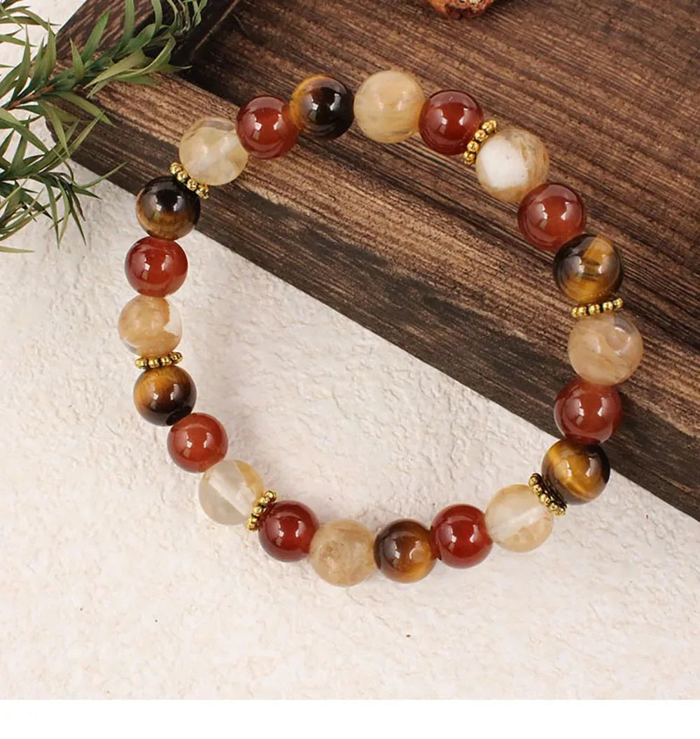 🎶 The "Symphony of Abundance" Bracelet: Citrine, Tiger Eye & Red Agate (November Birthstone & Creative Flow)