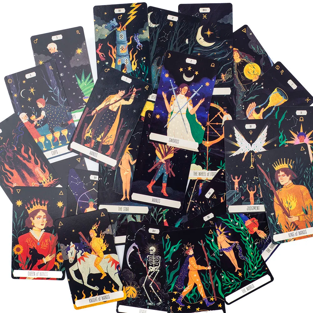 Zodiac Tarot – 78-Card Deck with 128-Page Guidebook, Divinatory Path Under the Stars for Family Gatherings & Board Games (10.3×6 cm)
