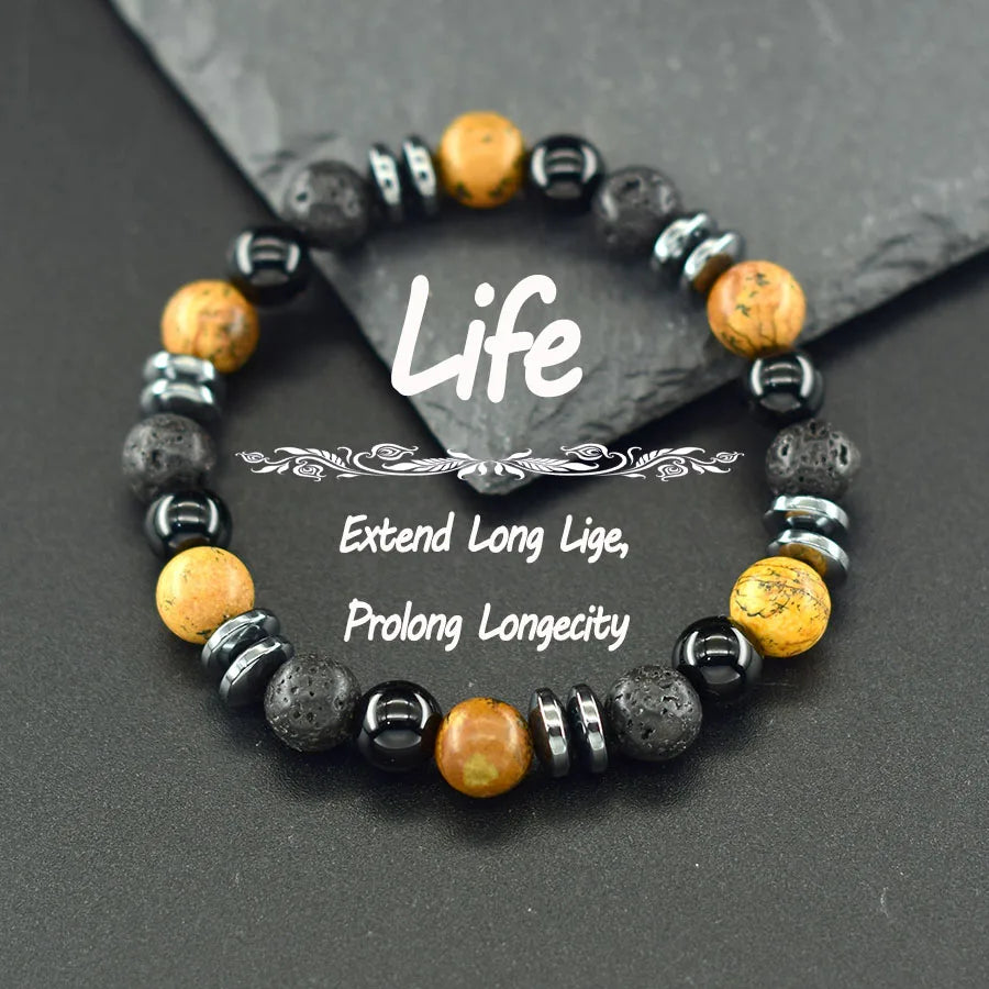 ✨ Natural Sparrow Stone and Black Volcanic Onyx Beads Bracelet – Classic Unisex Jewelry for Capillary Function and Immunity Enhancement 6 Picture Stone 8 mm Beads