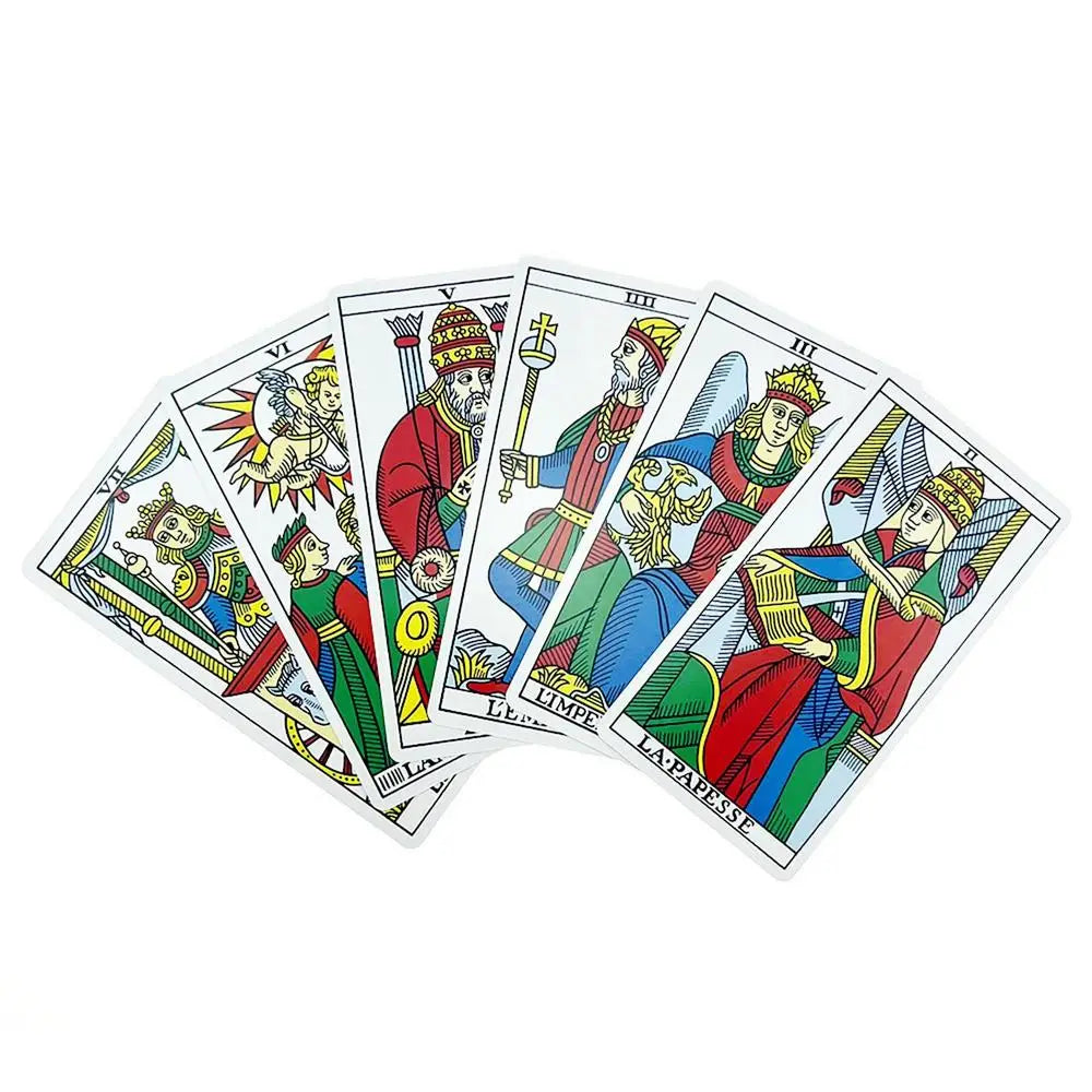 🃏 Marseille Tarot Deck – Full English Version, 78 Cards with Gilded Edges, Magic Tarot Board Game, Universal Mini Rider Tarot