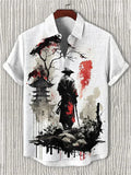 🎞️ The Vintage Essence Heritage Shirt: Premium Men’s Cotton-Linen Casual Top – High-Definition Retro Graphic Print, Breathable Short-Sleeve Button-Down, and Sophisticated Summer Silhouette FB751