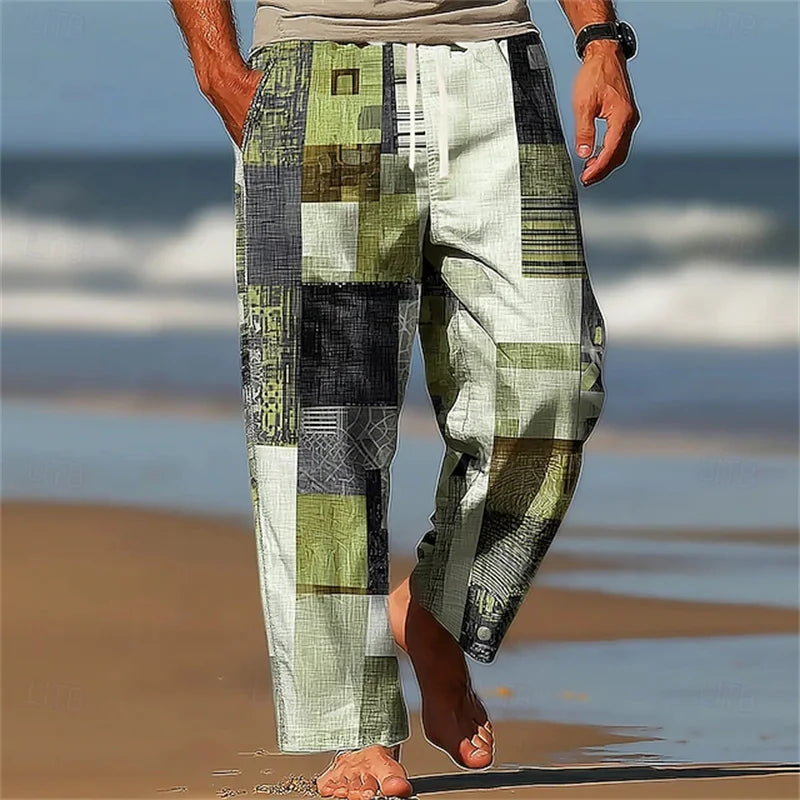 ✨ The Urban Retro-Future Straight-Leg Trousers: Premium Men's 3D Color-Block Printed Fashion Pants – Loose Fit Streetwear with High-Definition Vintage Graphics and Breathable Comfort D81PTH2510101242